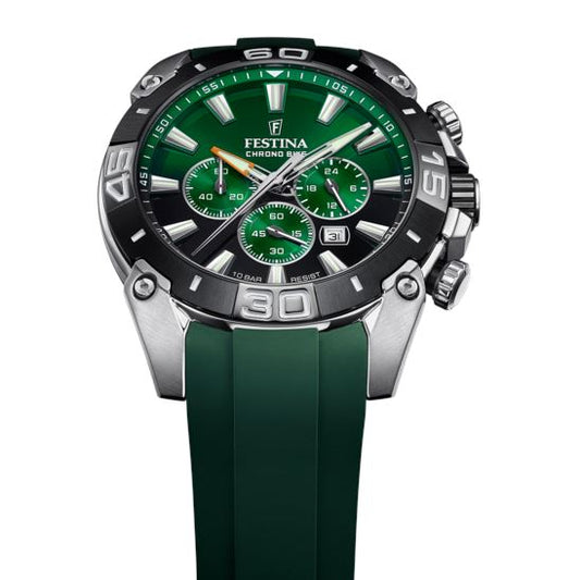 Festina Men's Chronobike Watch with Green Dial & Rubber Strap F20544/3 Watches Festina 