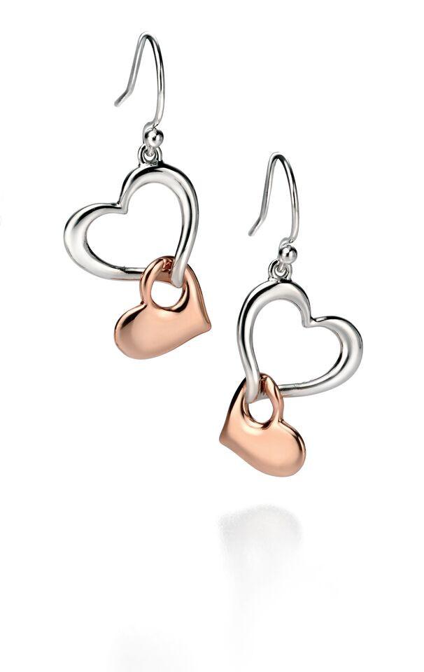 Fiorelli Rose Gold and Silver Hearts Earrings Jewellery Gecko
