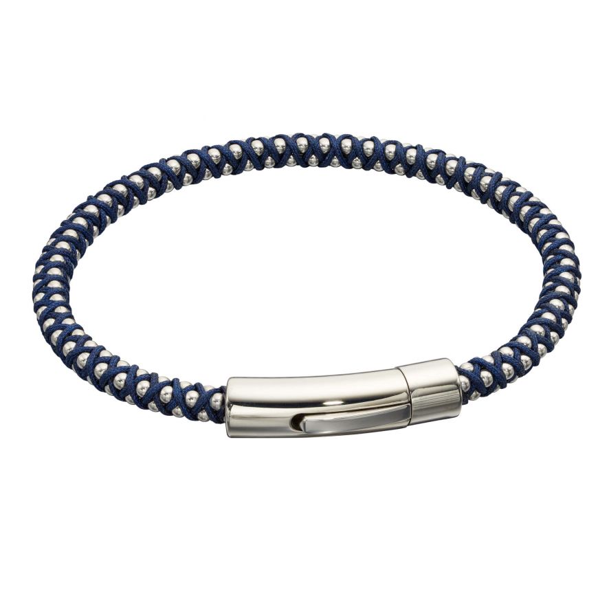 Fred Bennett Blue Para Cord and Steel Bracelet men's bracelets & bangles FRED BENNETT 