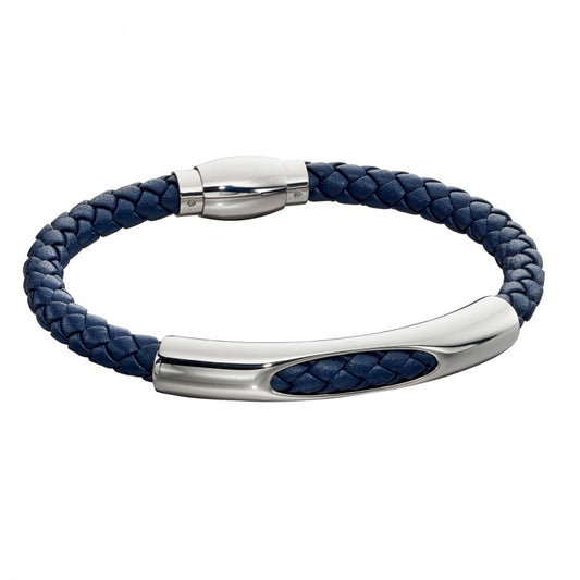 Fred Bennett Blue Woven Leather Bracelet Men's Bracelets FRED BENNETT 