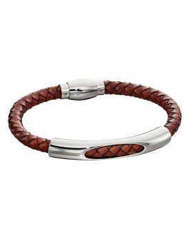 Fred Bennett Brown Woven Leather Bracelet Men's Bracelets FRED BENNETT 