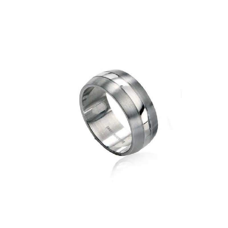 Fred Bennett Brushed and Polished Stainless Steel Ring Gecko Q 1/2 (58) 