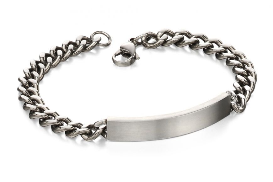 Fred Bennett Stainless Steel Identity Bracelet (can be engraved) Bracelets & Bangles FRED BENNETT