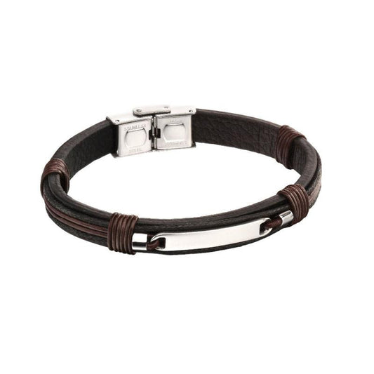 Fred Bennett Leather and Steel ID Bracelet Jewellery CARATHEA FRED BENNETT 