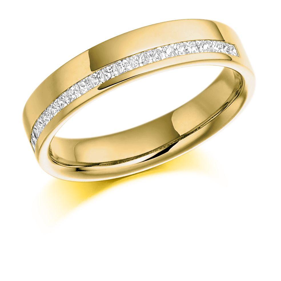 White Gold Channel Set Princess Cut Diamond Wedding or Eternity Ring Carathea