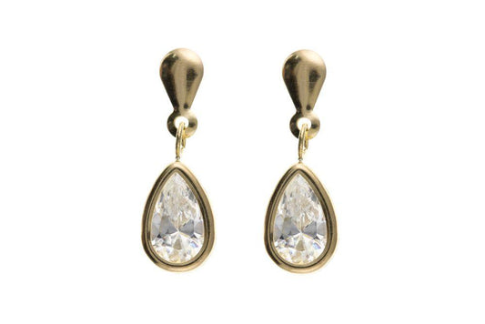 Gold Teardrop CZ Drop Earrings Earrings Ian Dunford 