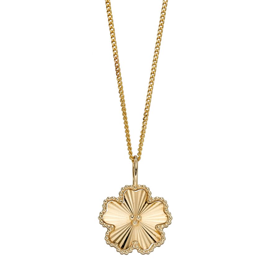 Gold Diamond Cut Flower Pendant Necklaces & Pendants Gecko