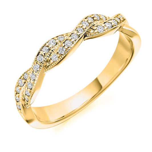 White Gold Diamond Twist Wedding or Half-Eternity Ring Rings Gemex 