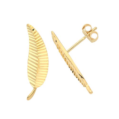 Gold Feather Stud Earrings Earrings Carathea 