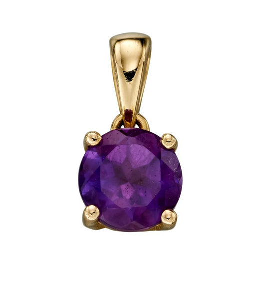 Gold February Birthstone Pendant - Amethyst Jewellery Gecko 