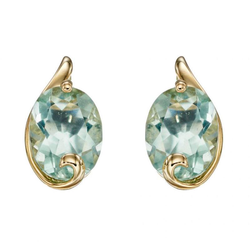 Gold Earrings With Green Flourite Jewellery Gecko