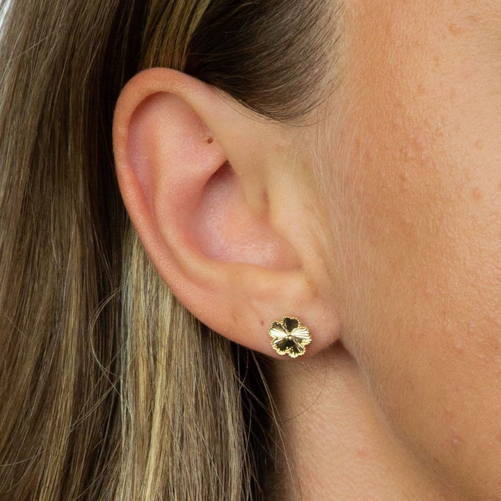 9ct Gold Flower Stud Earrings Jewellery Gecko