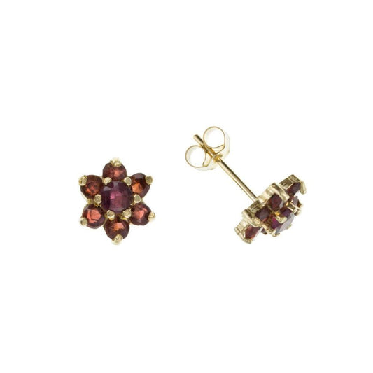 Gold Garnet Flower Studs Jewellery Ian Dunford 