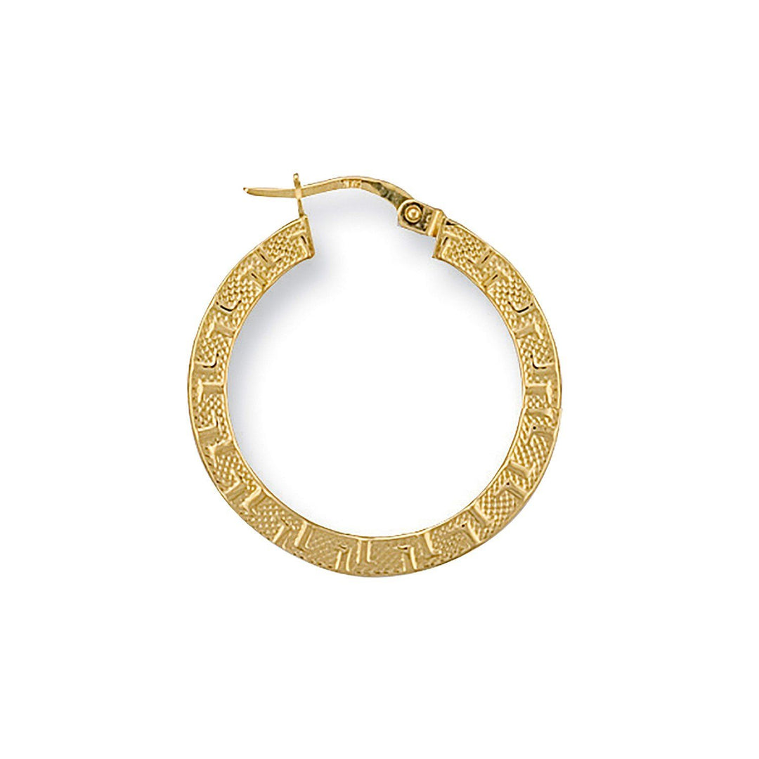 9ct Gold Greek Key Hoop Earrings