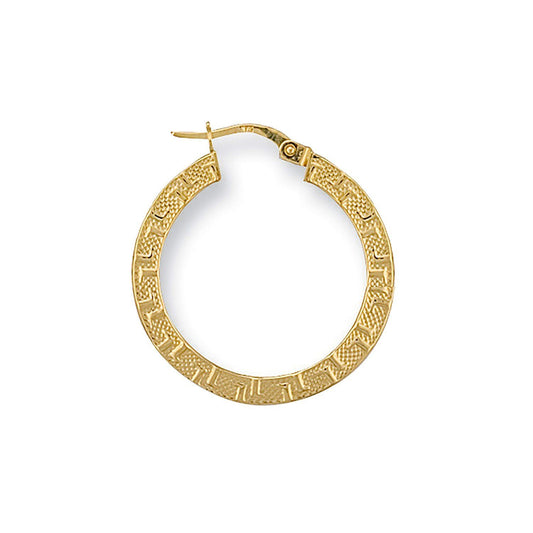 9ct Gold Greek Key Hoop Earrings 