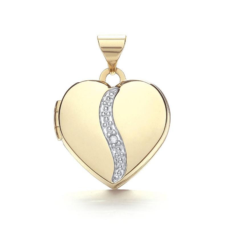 Gold Heart Shaped Locket with Diamond Necklaces & Pendants Hanron
