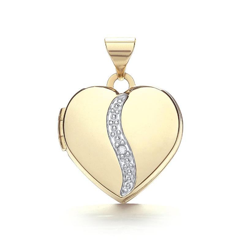 Gold Heart Shaped Locket with Diamond Necklaces & Pendants Hanron 