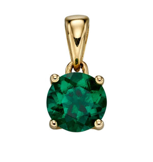 Gold May Birthstone Pendant - Created Emerald Jewellery Gecko 