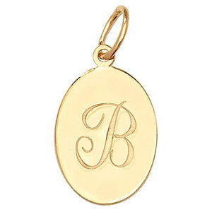 Gold Oval Disc Initial Pendant Jewellery Treasure House Limited B 