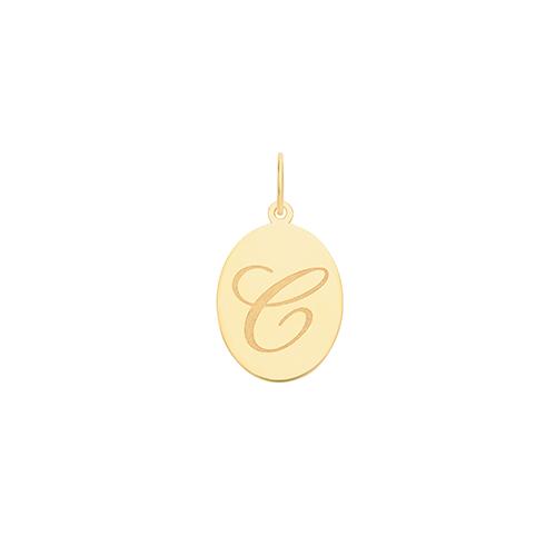 Gold Oval Disc Initial Pendant Jewellery Treasure House Limited C