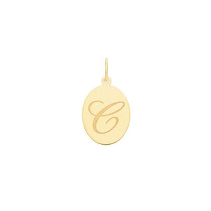 Gold Oval Disc Initial Pendant Jewellery Treasure House Limited C 