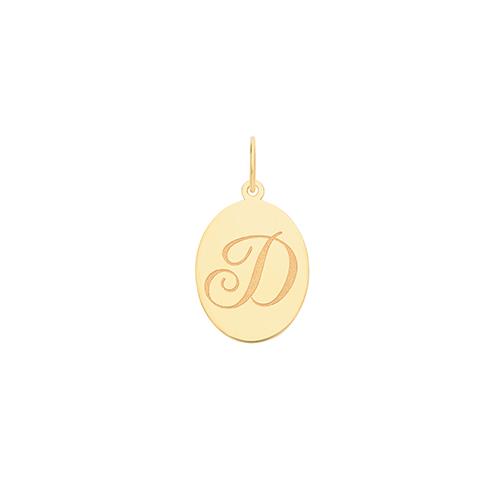 Gold Oval Disc Initial Pendant Jewellery Treasure House Limited D