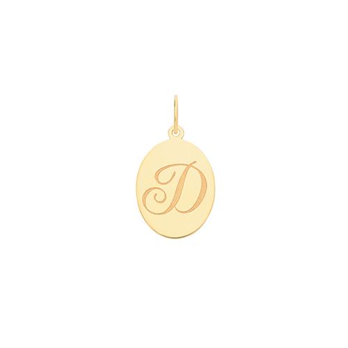 Gold Oval Disc Initial Pendant Jewellery Treasure House Limited D 