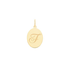 Gold Oval Disc Initial Pendant Jewellery Treasure House Limited F 