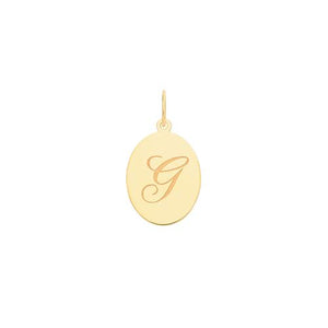 Gold Oval Disc Initial Pendant Jewellery Treasure House Limited G 