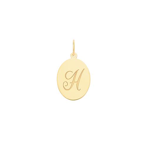 Gold Oval Disc Initial Pendant Jewellery Treasure House Limited H
