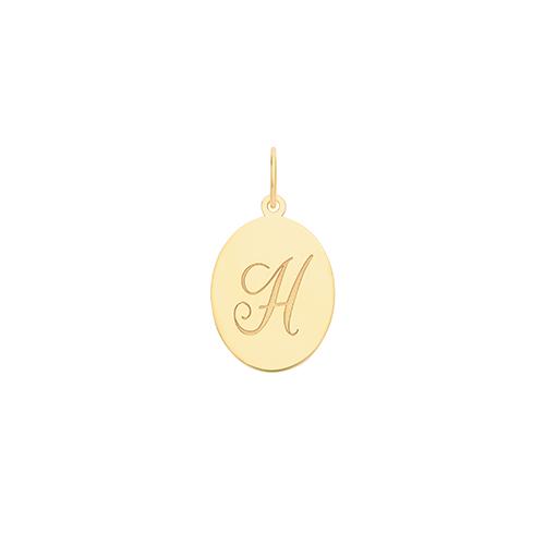 Gold Oval Disc Initial Pendant Jewellery Treasure House Limited H 