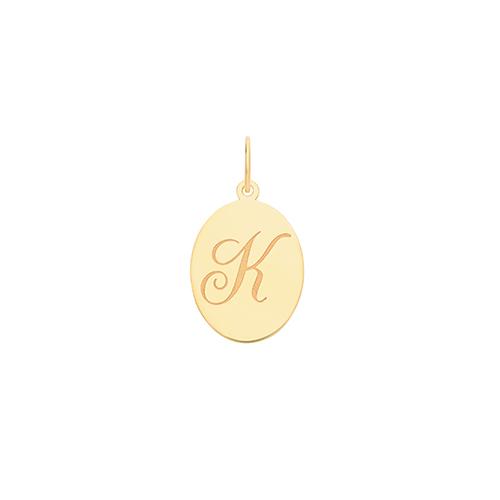 Gold Oval Disc Initial Pendant Jewellery Treasure House Limited K