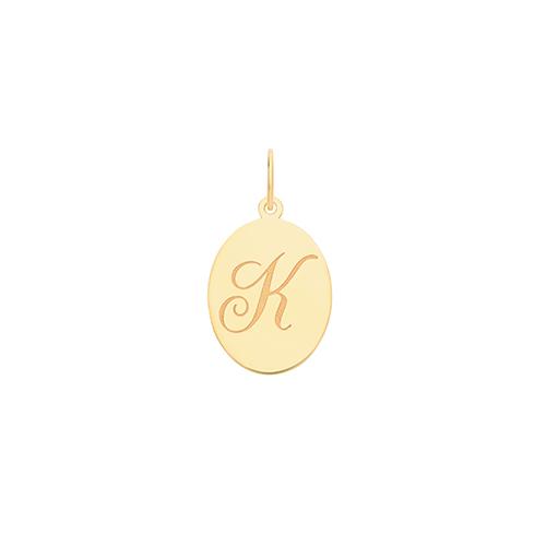 Gold Oval Disc Initial Pendant Jewellery Treasure House Limited K 