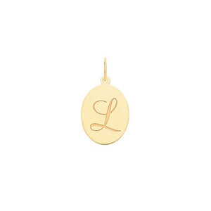 Gold Oval Disc Initial Pendant Jewellery Treasure House Limited L 