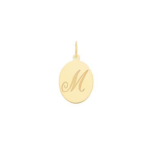 Gold Oval Disc Initial Pendant Jewellery Treasure House Limited M 