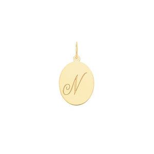 Gold Oval Disc Initial Pendant Jewellery Treasure House Limited 