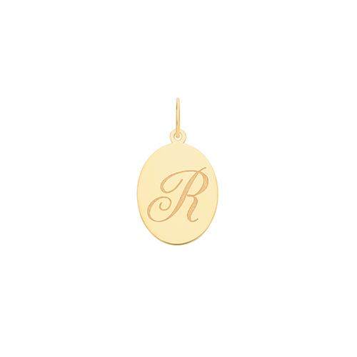 Gold Oval Disc Initial Pendant Jewellery Treasure House Limited R