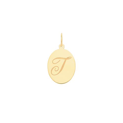 Gold Oval Disc Initial Pendant Jewellery Treasure House Limited T