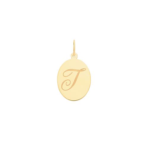Gold Oval Disc Initial Pendant Jewellery Treasure House Limited T 