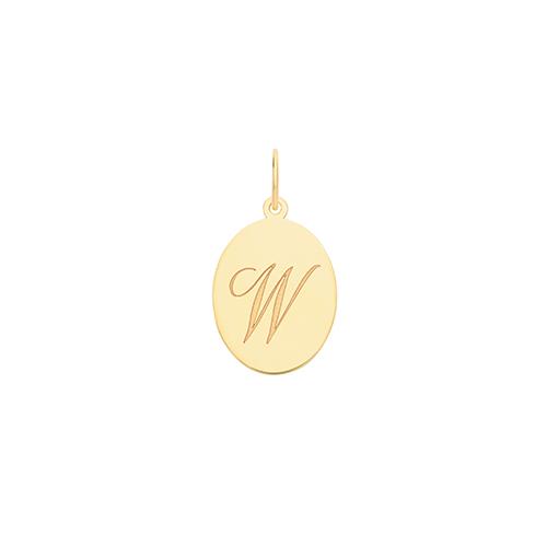 Gold Oval Disc Initial Pendant Jewellery Treasure House Limited W