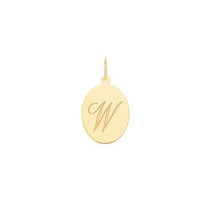 Gold Oval Disc Initial Pendant Jewellery Treasure House Limited W 