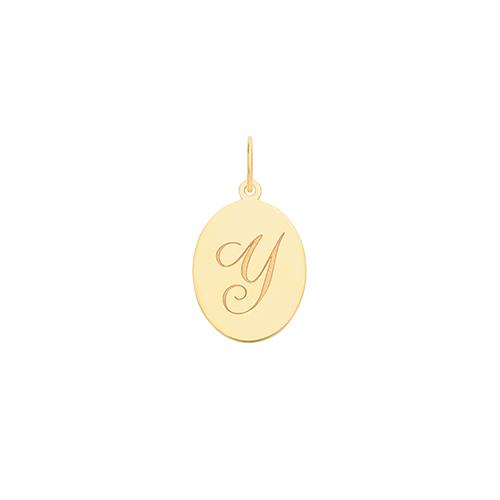 Gold Oval Disc Initial Pendant Jewellery Treasure House Limited Y 