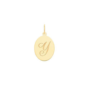 Gold Oval Disc Initial Pendant Jewellery Treasure House Limited Y 