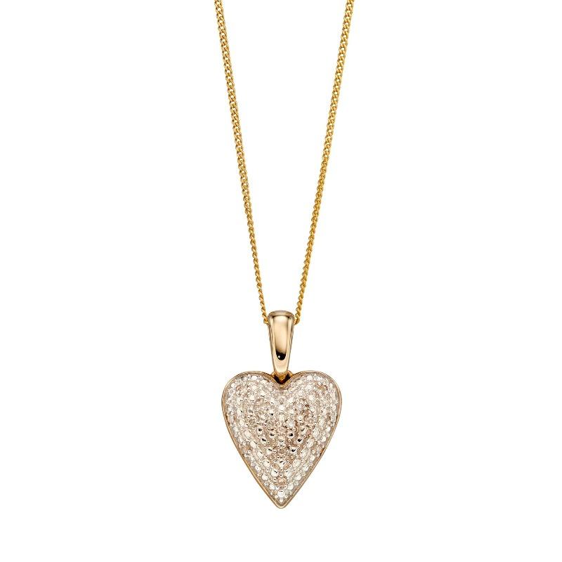 Gold & Diamond Pave Heart Pendant Necklaces & Pendants Gecko