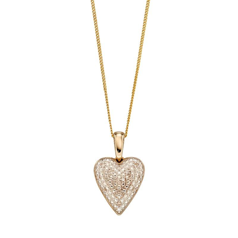 Gold & Diamond Pave Heart Pendant Necklaces & Pendants Gecko 