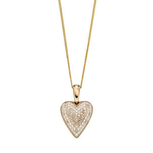 Gold & Diamond Pave Heart Pendant Necklaces & Pendants Gecko 
