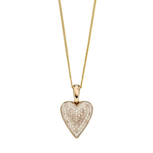 Gold & Diamond Pave Heart Pendant Necklaces & Pendants Gecko 