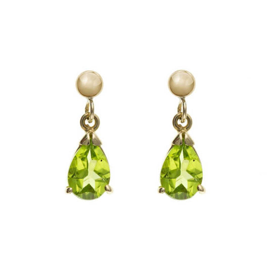 Gold Peridot Drop Earrings