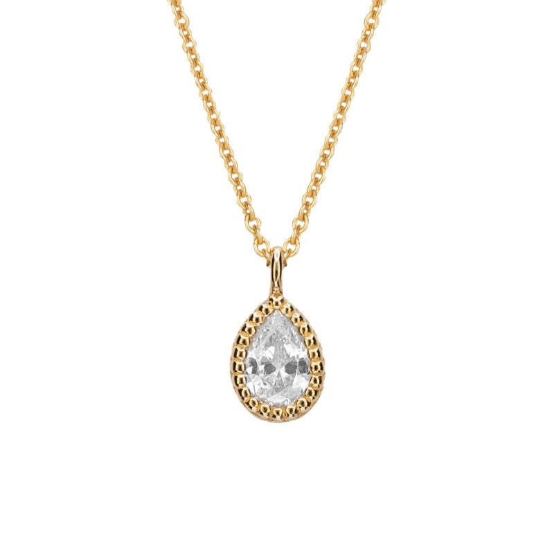 Dainty Teardrop Necklace with Cubic Zirconia Necklaces Gecko