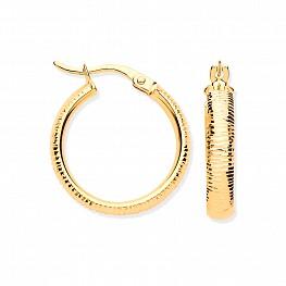 Gold Ribbed Hoop Earrings Earrings Hanron